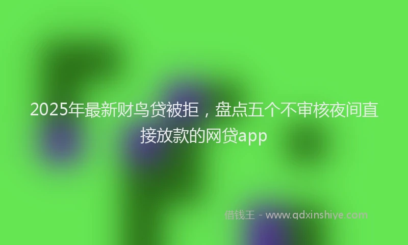 2025年最新财鸟贷被拒，盘点五个不审核夜间直接放款的网贷app