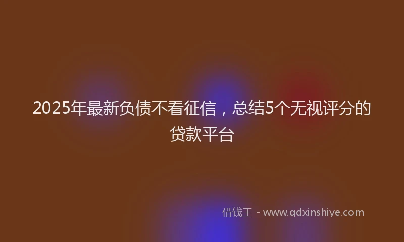 2025年最新负债不看征信，总结5个无视评分的贷款平台