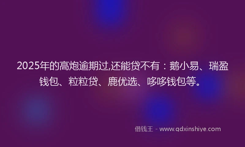 2025年的高炮逾期过,还能贷不有：鹅小易、瑞盈钱包、粒粒贷、鹿优选、哆哆钱包等。