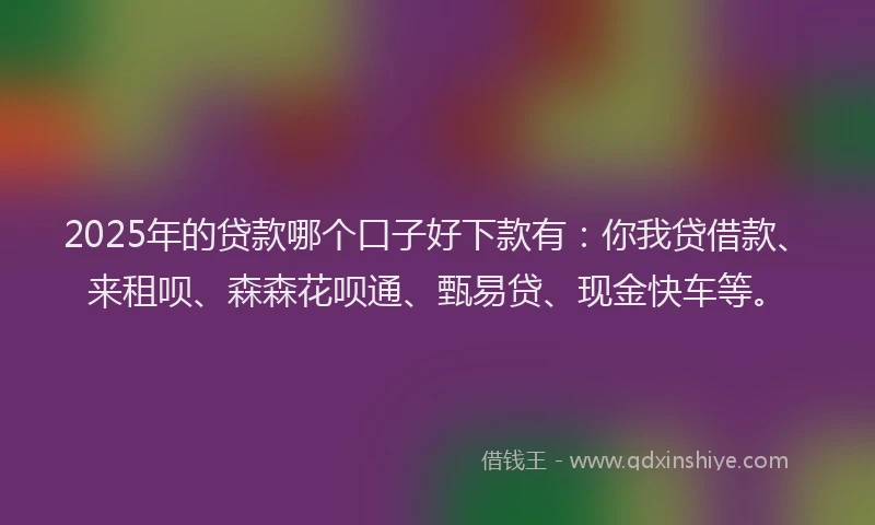 2025年的贷款哪个口子好下款有：你我贷借款、来租呗、森森花呗通、甄易贷、现金快车等。