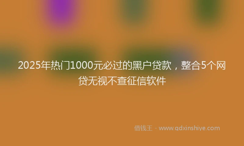 2025年热门1000元必过的黑户贷款，整合5个网贷无视不查征信软件