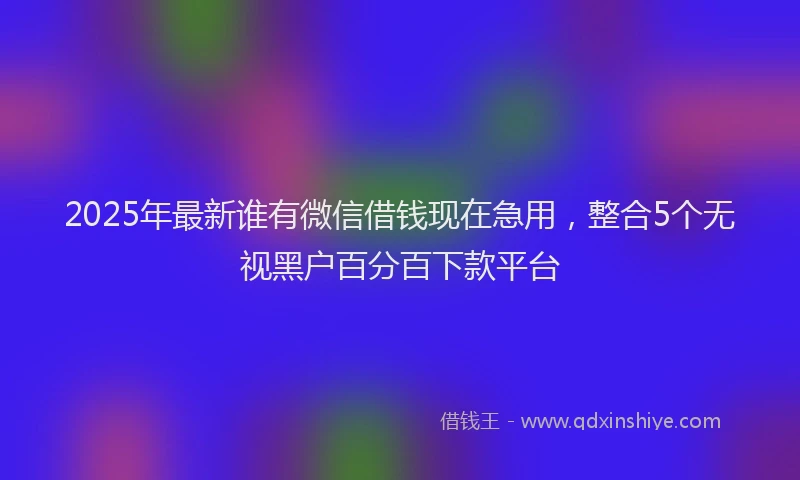 2025年最新谁有微信借钱现在急用，整合5个无视黑户百分百下款平台