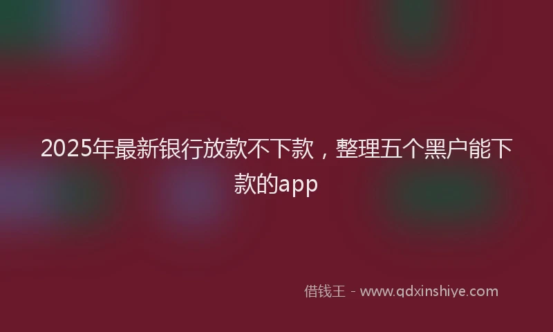 2025年最新银行放款不下款，整理五个黑户能下款的app