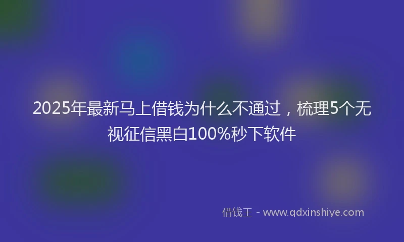 2025年最新马上借钱为什么不通过，梳理5个无视征信黑白100%秒下软件