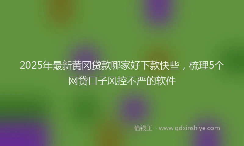 2025年最新黄冈贷款哪家好下款快些，梳理5个网贷口子风控不严的软件
