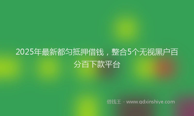 2025年最新都匀抵押借钱，整合5个无视黑户百分百下款平台