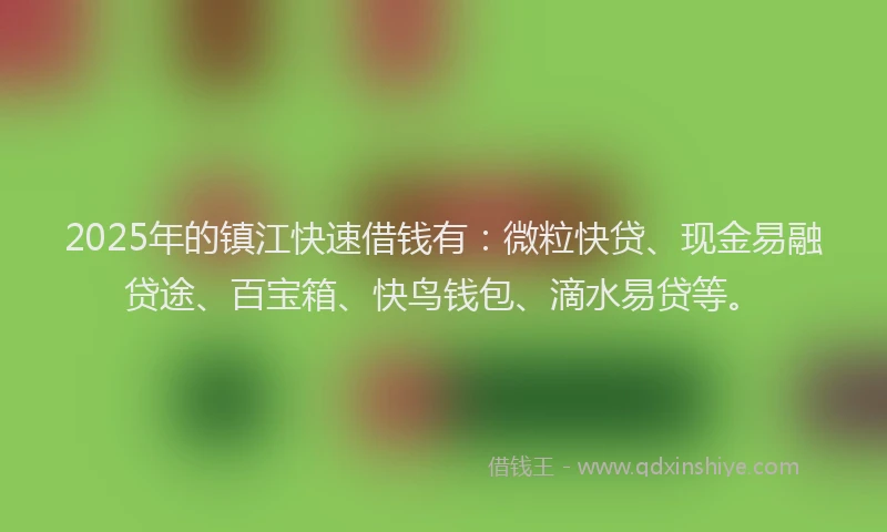 2025年的镇江快速借钱有：微粒快贷、现金易融贷途、百宝箱、快鸟钱包、滴水易贷等。
