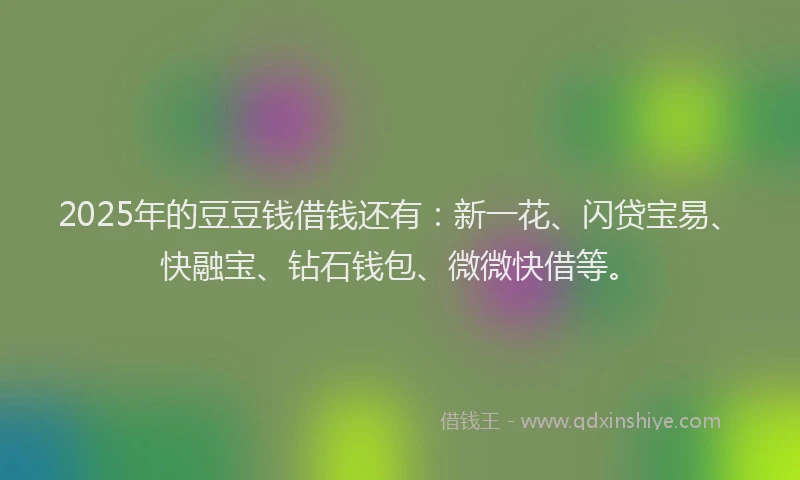 2025年的豆豆钱借钱还有：新一花、闪贷宝易、快融宝、钻石钱包、微微快借等。