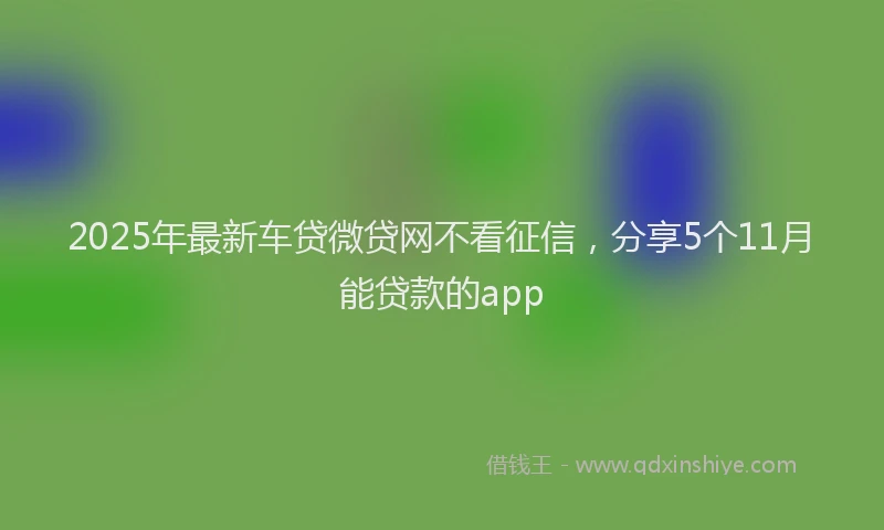 2025年最新车贷微贷网不看征信，分享5个11月能贷款的app