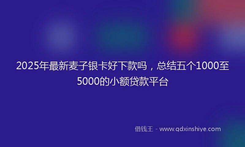 2025年最新麦子银卡好下款吗，总结五个1000至5000的小额贷款平台
