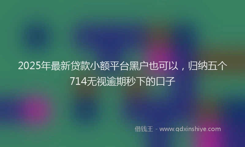 2025年最新贷款小额平台黑户也可以，归纳五个714无视逾期秒下的口子