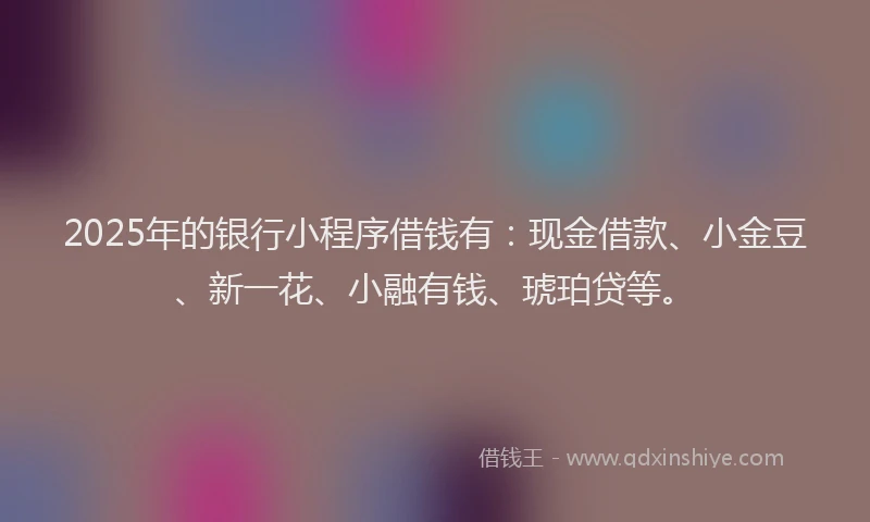 2025年的银行小程序借钱有：现金借款、小金豆、新一花、小融有钱、琥珀贷等。