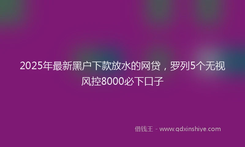2025年最新黑户下款放水的网贷，罗列5个无视风控8000必下口子