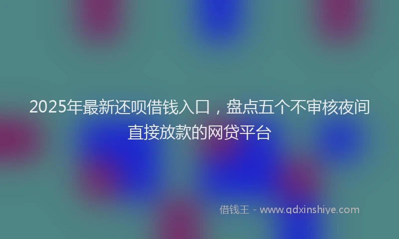 2025年最新还呗借钱入口，盘点五个不审核夜间直接放款的网贷平台