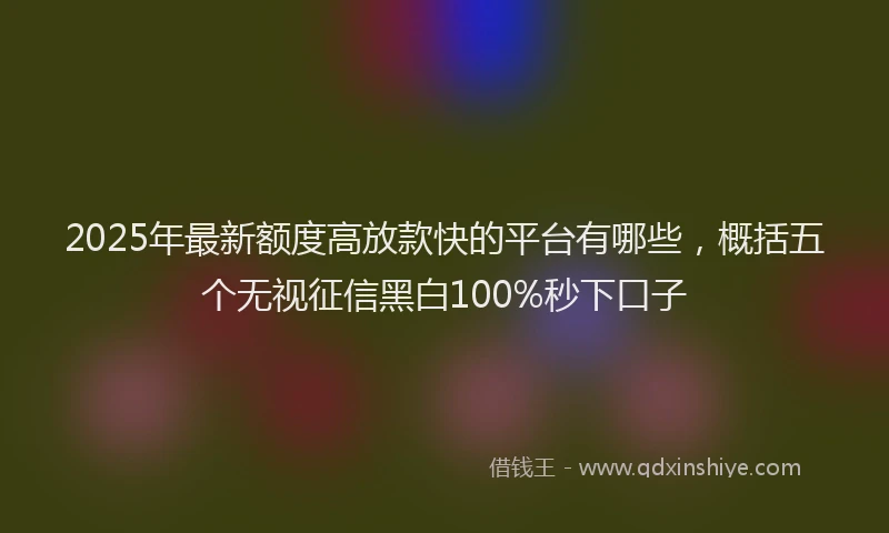 2025年最新额度高放款快的平台有哪些，概括五个无视征信黑白100%秒下口子