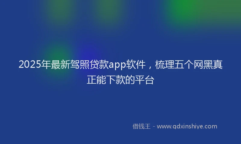 2025年最新驾照贷款app软件，梳理五个网黑真正能下款的平台