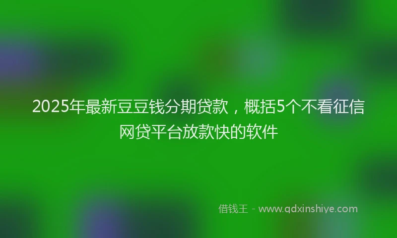 2025年最新豆豆钱分期贷款，概括5个不看征信网贷平台放款快的软件