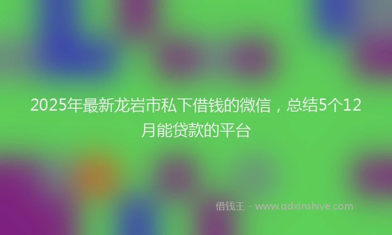 2025年最新龙岩市私下借钱的微信，总结5个12月能贷款的平台