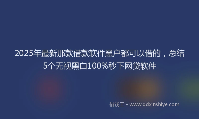 2025年最新那款借款软件黑户都可以借的，总结5个无视黑白100%秒下网贷软件