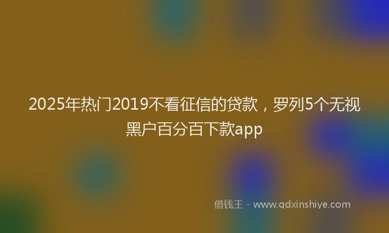 2025年热门2019不看征信的贷款，罗列5个无视黑户百分百下款app