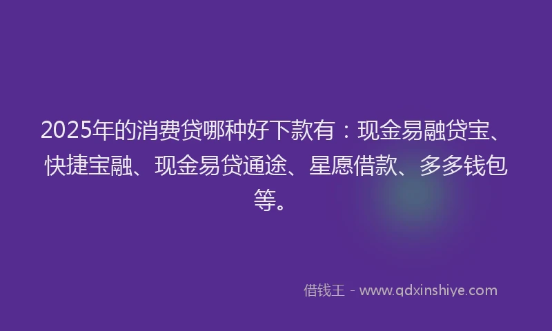 2025年的消费贷哪种好下款有：现金易融贷宝、快捷宝融、现金易贷通途、星愿借款、多多钱包等。