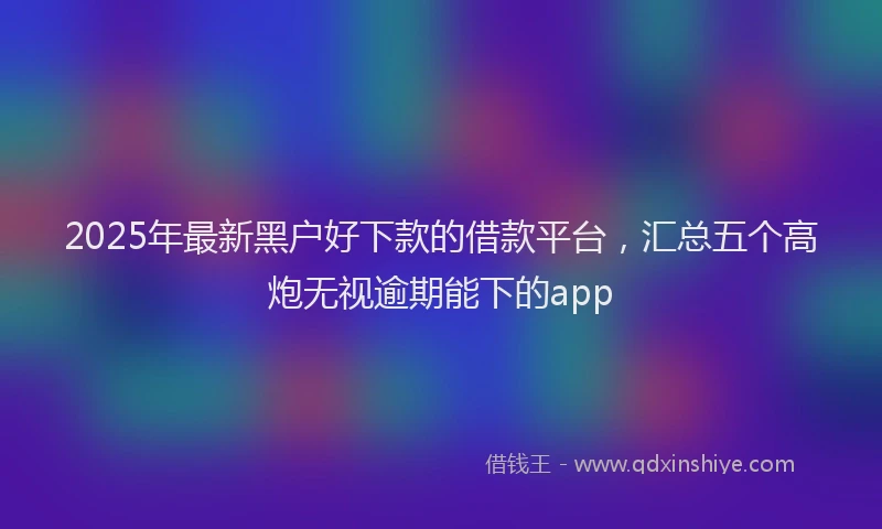 2025年最新黑户好下款的借款平台，汇总五个高炮无视逾期能下的app