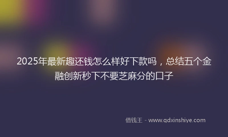 2025年最新趣还钱怎么样好下款吗，总结五个金融创新秒下不要芝麻分的口子