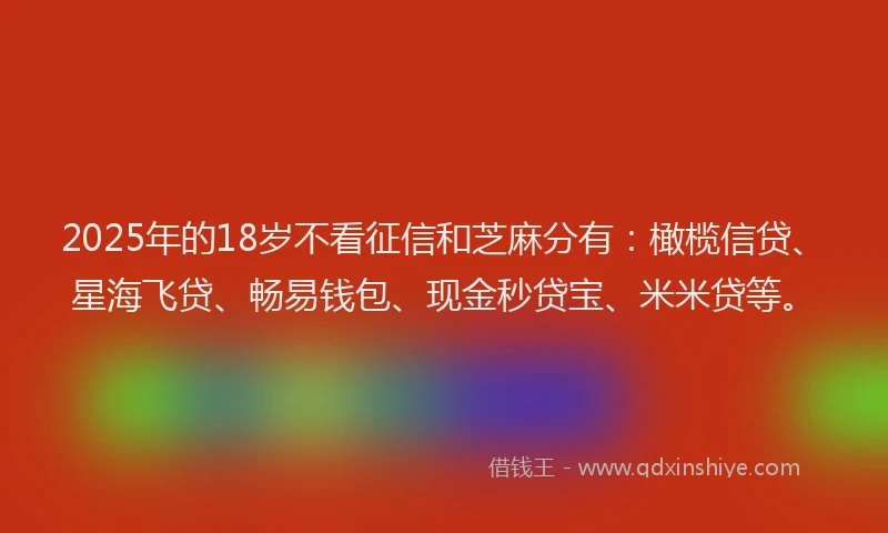 2025年的18岁不看征信和芝麻分有：橄榄信贷、星海飞贷、畅易钱包、现金秒贷宝、米米贷等。