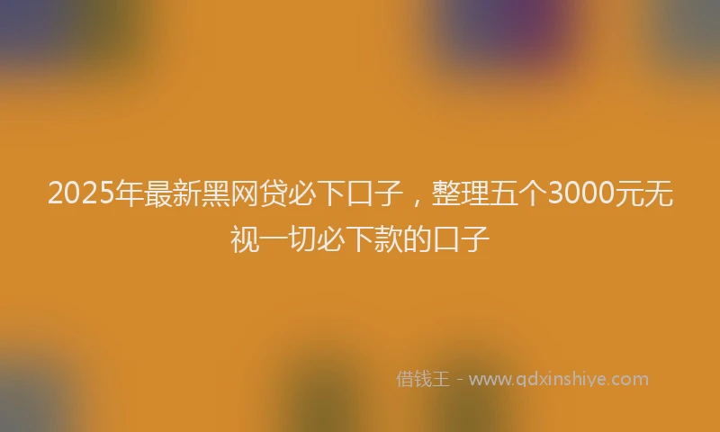 2025年最新黑网贷必下口子，整理五个3000元无视一切必下款的口子