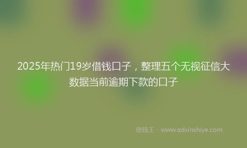 2025年热门19岁借钱口子，整理五个无视征信大数据当前逾期下款的口子