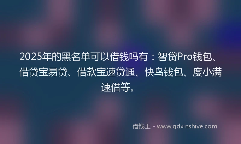 2025年的黑名单可以借钱吗有：智贷Pro钱包、借贷宝易贷、借款宝速贷通、快鸟钱包、度小满速借等。