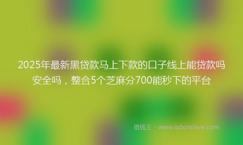 2025年最新黑贷款马上下款的口子线上能贷款吗安全吗，整合5个芝麻分700能秒下的平台