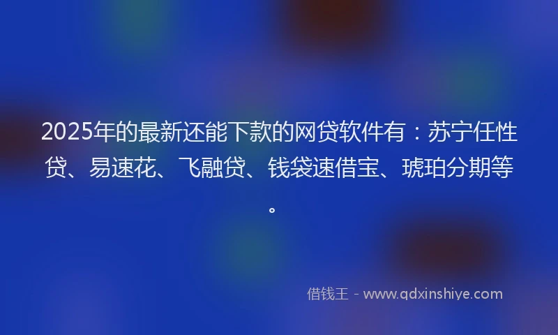 2025年的最新还能下款的网贷软件有：苏宁任性贷、易速花、飞融贷、钱袋速借宝、琥珀分期等。
