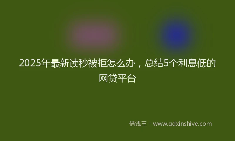 2025年最新读秒被拒怎么办，总结5个利息低的网贷平台