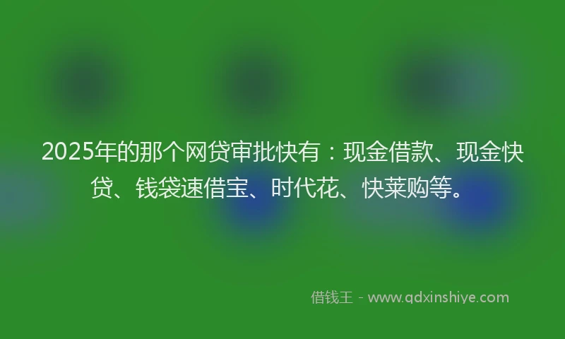2025年的那个网贷审批快有：现金借款、现金快贷、钱袋速借宝、时代花、快莱购等。