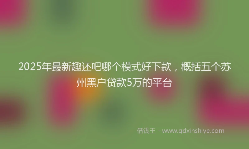 2025年最新趣还吧哪个模式好下款，概括五个苏州黑户贷款5万的平台