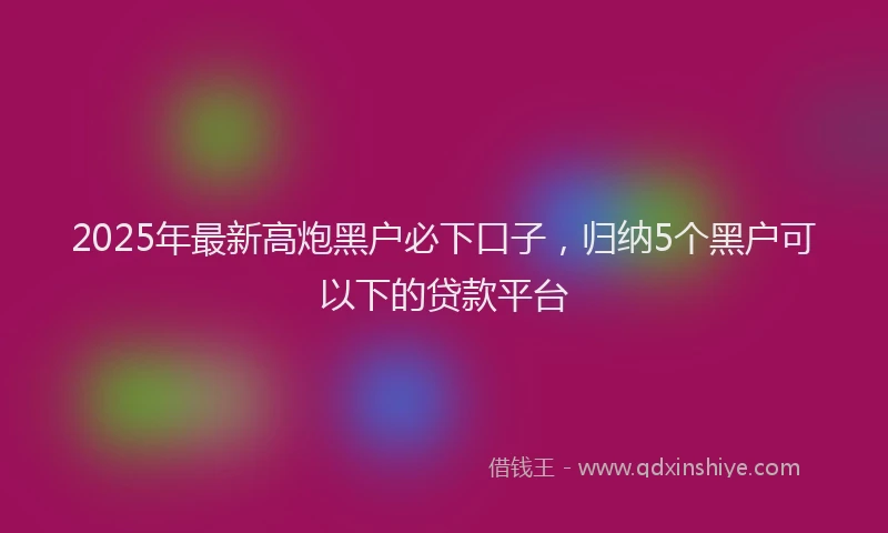 2025年最新高炮黑户必下口子，归纳5个黑户可以下的贷款平台