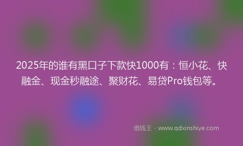 2025年的谁有黑口子下款快1000有：恒小花、快融金、现金秒融途、聚财花、易贷Pro钱包等。