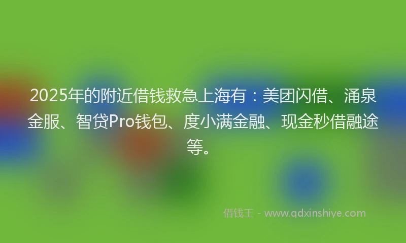 2025年的附近借钱救急上海有：美团闪借、涌泉金服、智贷Pro钱包、度小满金融、现金秒借融途等。