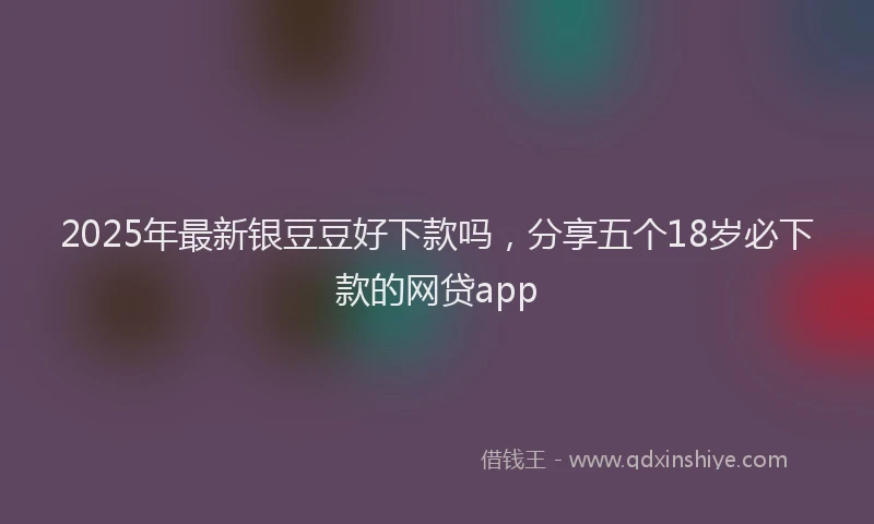2025年最新银豆豆好下款吗，分享五个18岁必下款的网贷app