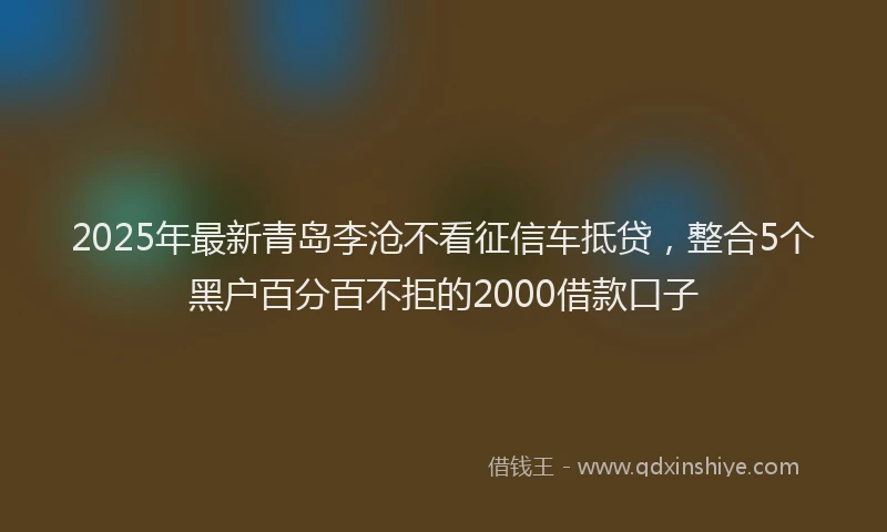 2025年最新青岛李沧不看征信车抵贷，整合5个黑户百分百不拒的2000借款口子