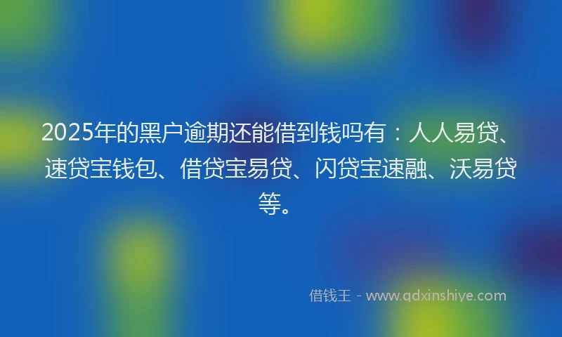 2025年的黑户逾期还能借到钱吗有：人人易贷、速贷宝钱包、借贷宝易贷、闪贷宝速融、沃易贷等。