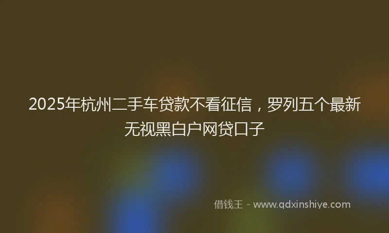 2025年杭州二手车贷款不看征信，罗列五个最新无视黑白户网贷口子