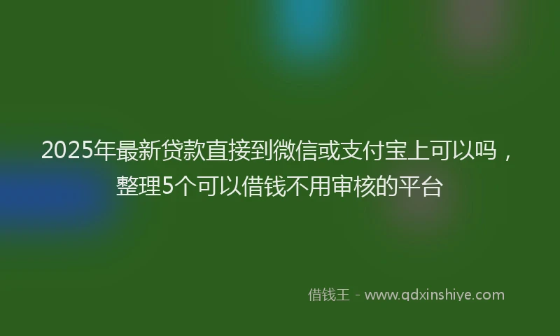 2025年最新贷款直接到微信或支付宝上可以吗，整理5个可以借钱不用审核的平台