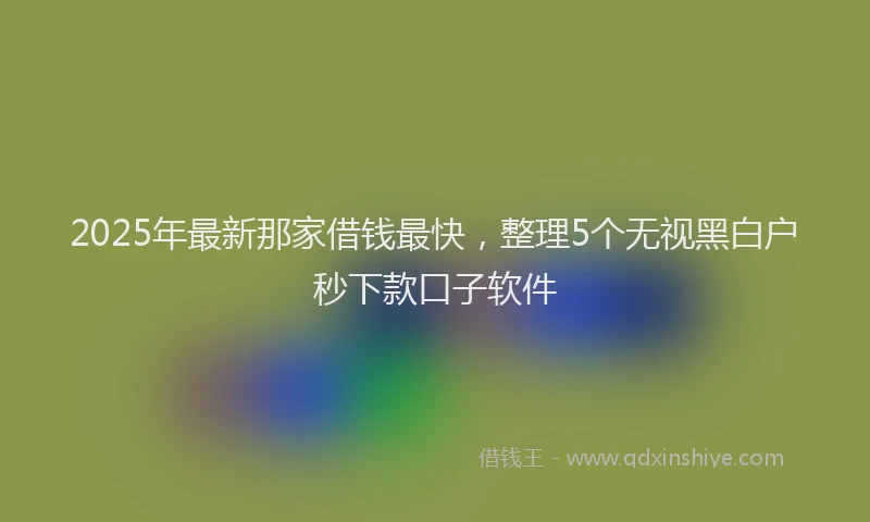 2025年最新那家借钱最快，整理5个无视黑白户秒下款口子软件
