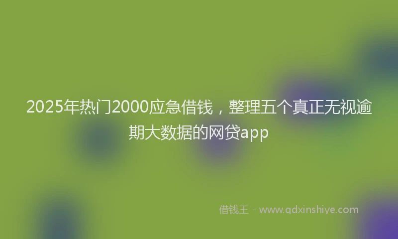 2025年热门2000应急借钱，整理五个真正无视逾期大数据的网贷app
