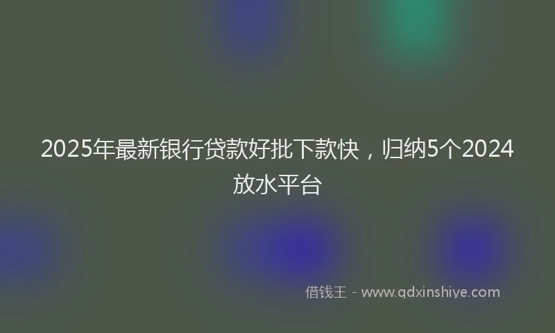 2025年最新银行贷款好批下款快，归纳5个2024放水平台