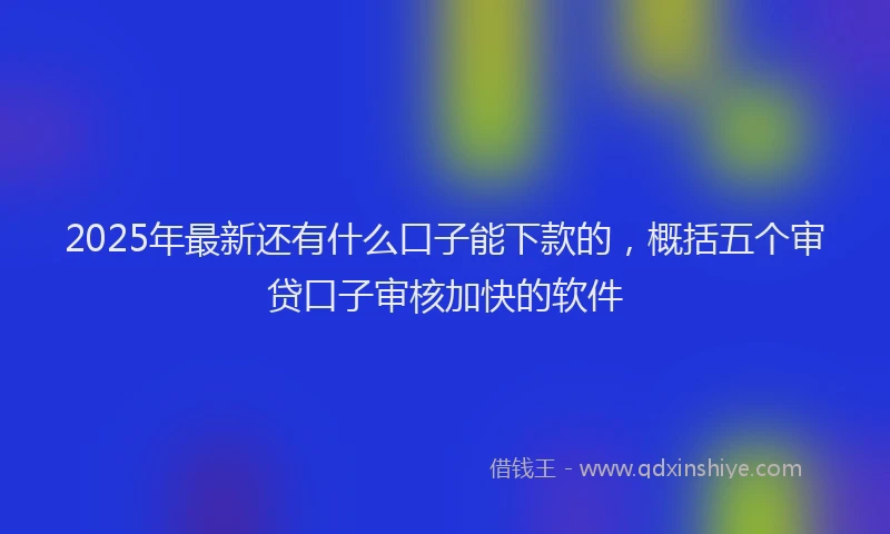 2025年最新还有什么口子能下款的，概括五个审贷口子审核加快的软件