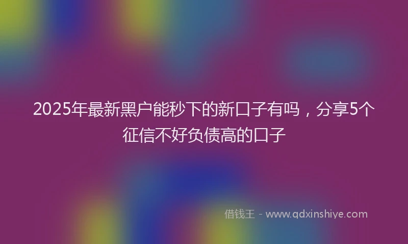 2025年最新黑户能秒下的新口子有吗，分享5个征信不好负债高的口子