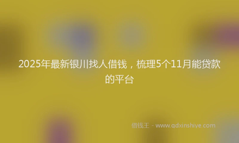 2025年最新银川找人借钱，梳理5个11月能贷款的平台